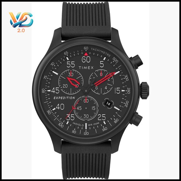 43mm Expedition Chronograph Watch 100M Water Resistant Adjustable Silicone